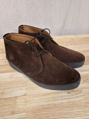 Sanders Chukka Boots Hi-top Men's Size 8 Brown Suede Made in England (1489)